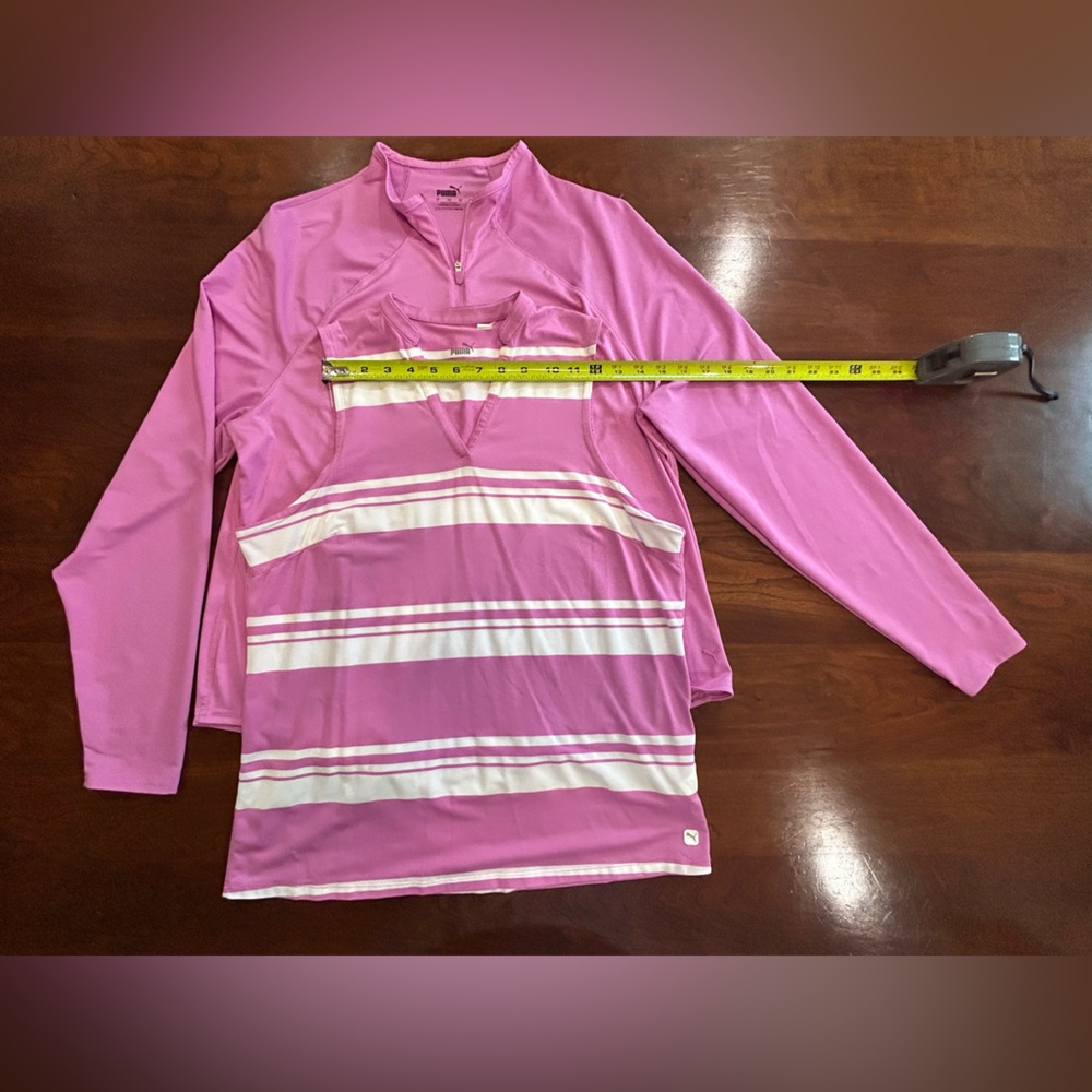 Puma Magenta and White Striped Top with Matching Pullover Set